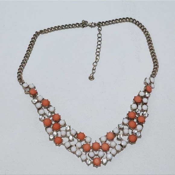 J. Crew orange‎ and white statement necklace - Picture 2 of 7